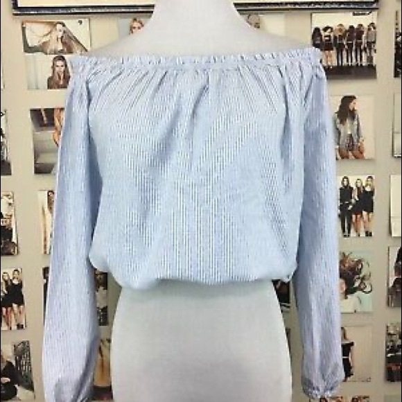 BRANDY Striped off the shoulder maura top - Picture 1 of 6